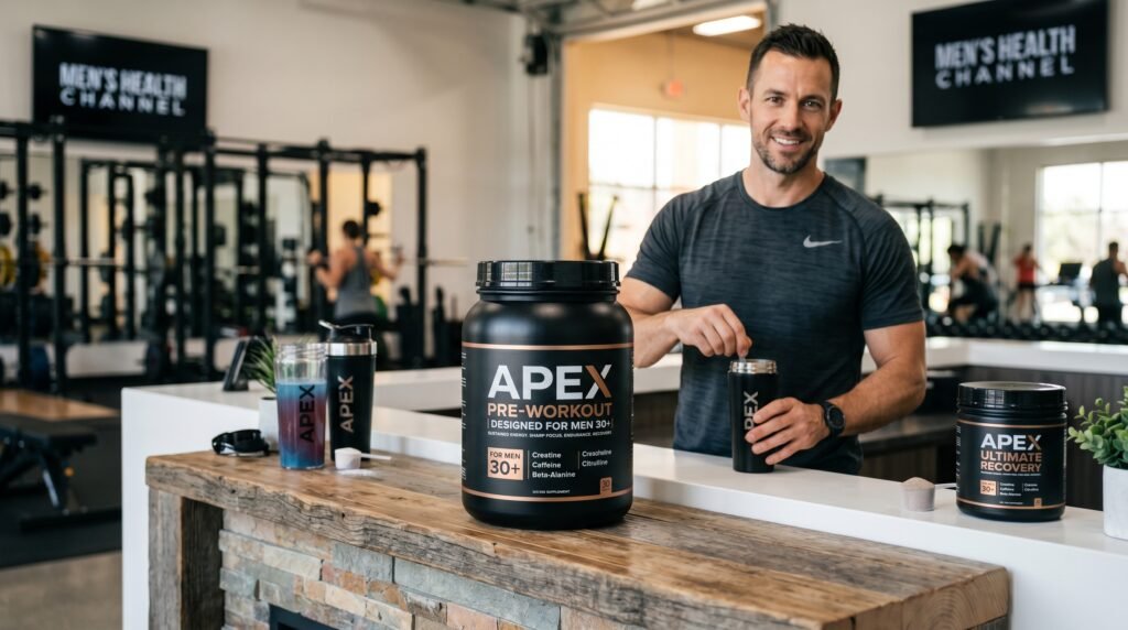 best pre workout supplement for men over 30 on gym bench